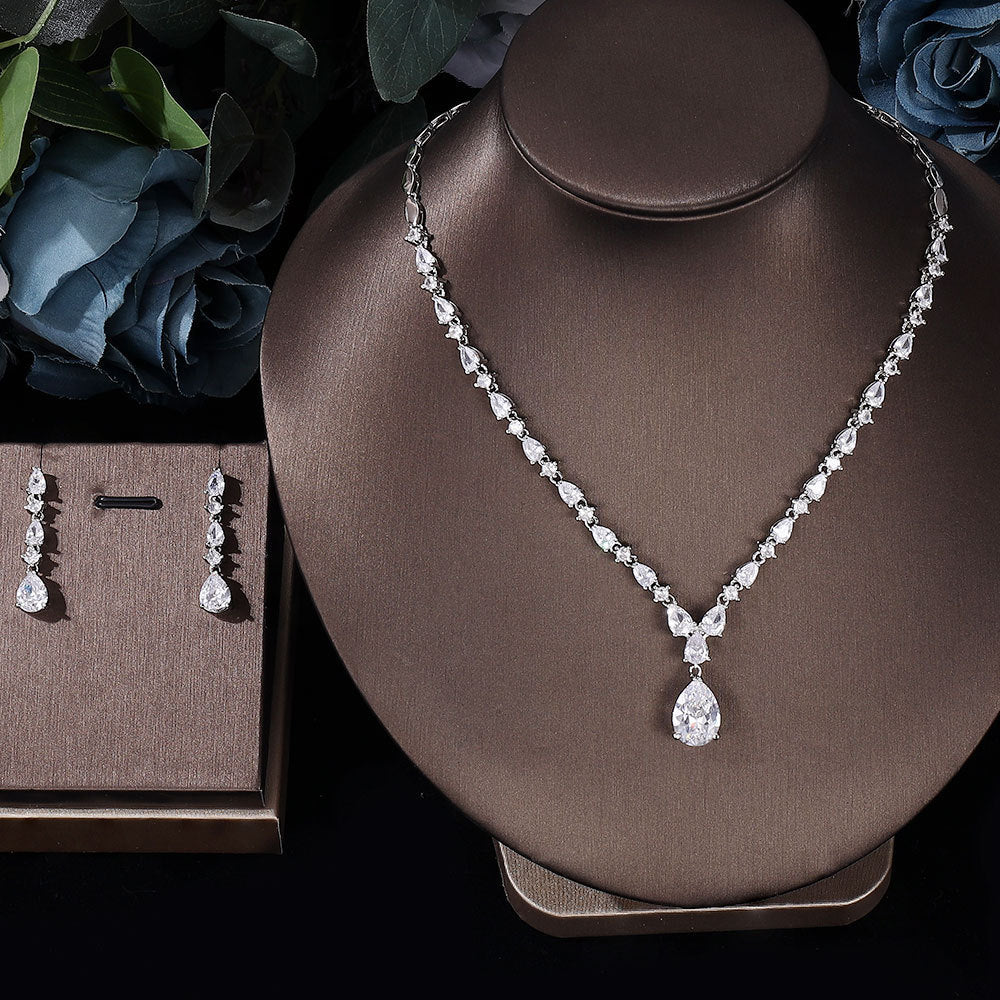 The Elodie Pear-Drop Necklace & Earrings Set
