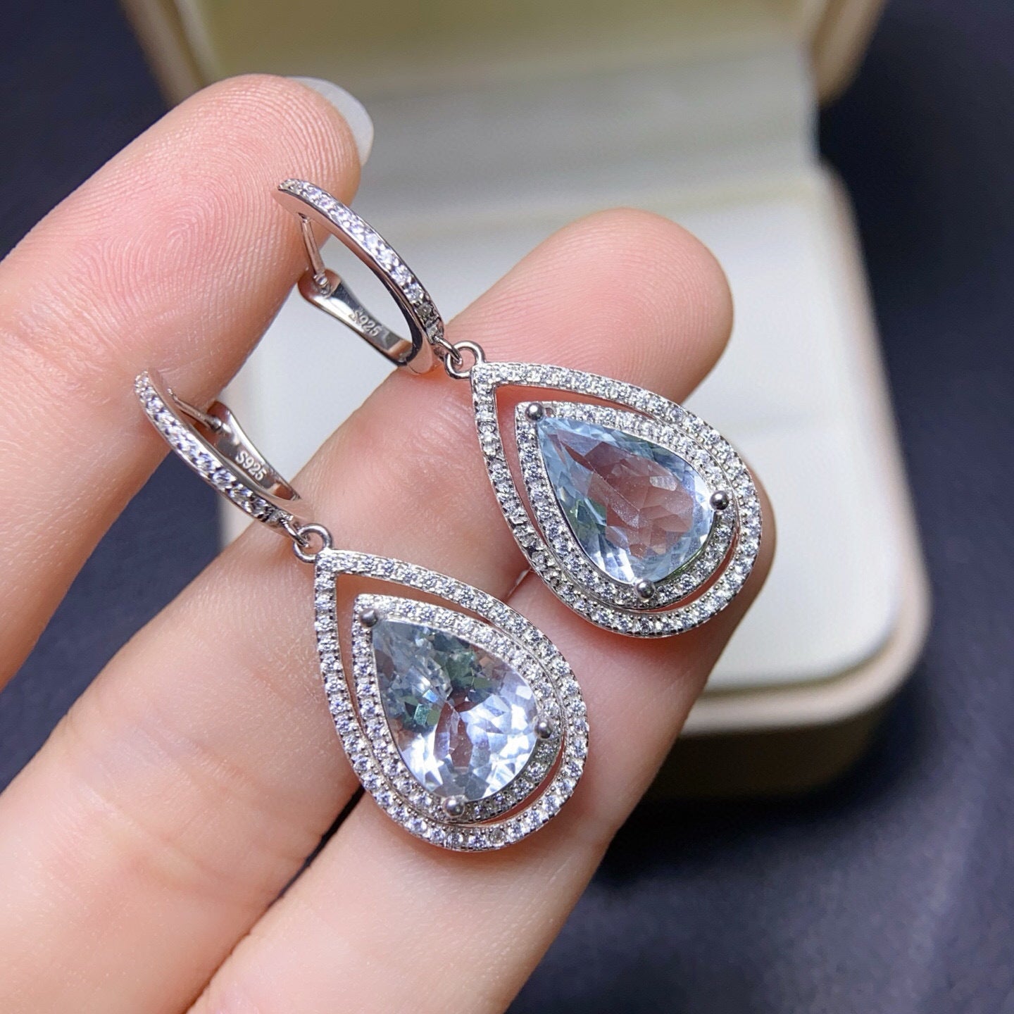 The Delphine Natural Aquamarine Drop Earrings