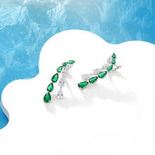 Load image into Gallery viewer, 双排梨形水滴钻流苏耳环925纯银 格家同款满钻流苏耳饰轻奢高级感