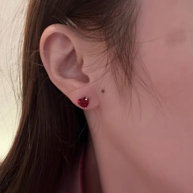 The Juliette Ruby Heart Stud Earrings