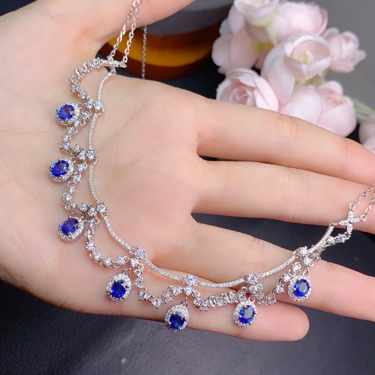 The Royale Natural Blue Sapphire Pendant Necklace