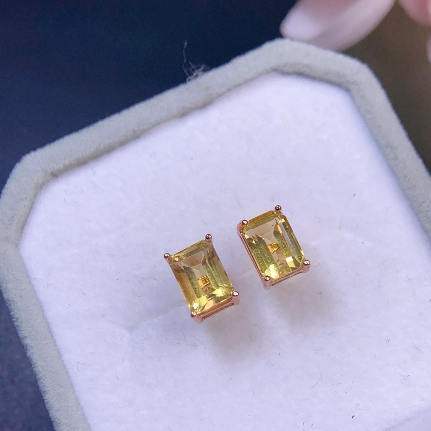 The Aurelia Natural Citrine Square Stud Earrings