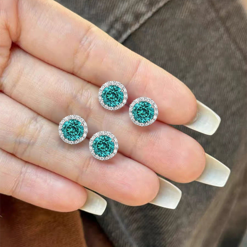 The Noelle Paraiba Blue Round Stud Earrings