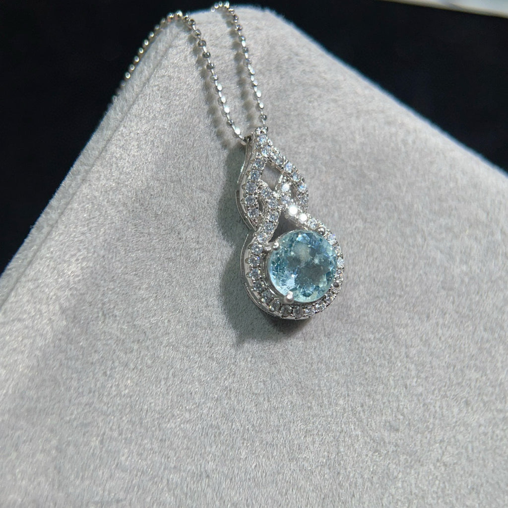 The Serena Natural Aquamarine Cushion Pendant