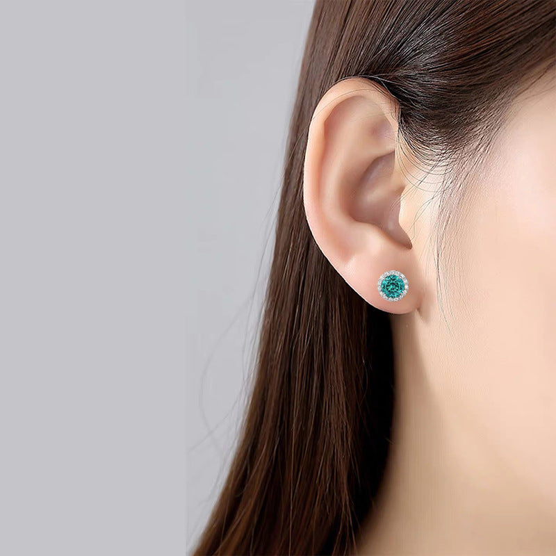 The Noelle Paraiba Blue Round Stud Earrings
