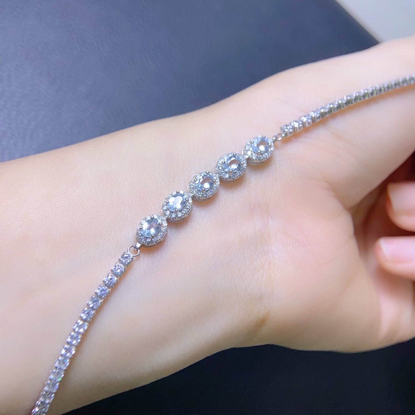 The Celeste Natural Aquamarine Tennis Bracelet