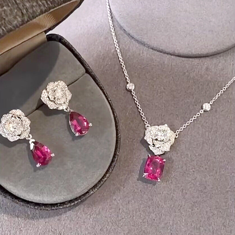 The Camellia Blush Halo Pendant Necklace