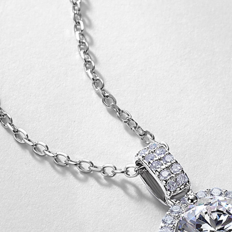 跨境专供一克拉培育钻气质项链女S925银满钻轻奢锁骨链送女友礼物