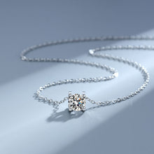 Load image into Gallery viewer, 925纯银D色莫桑钻石牛头吊坠一两克拉925银镀白金简约款项链吊坠