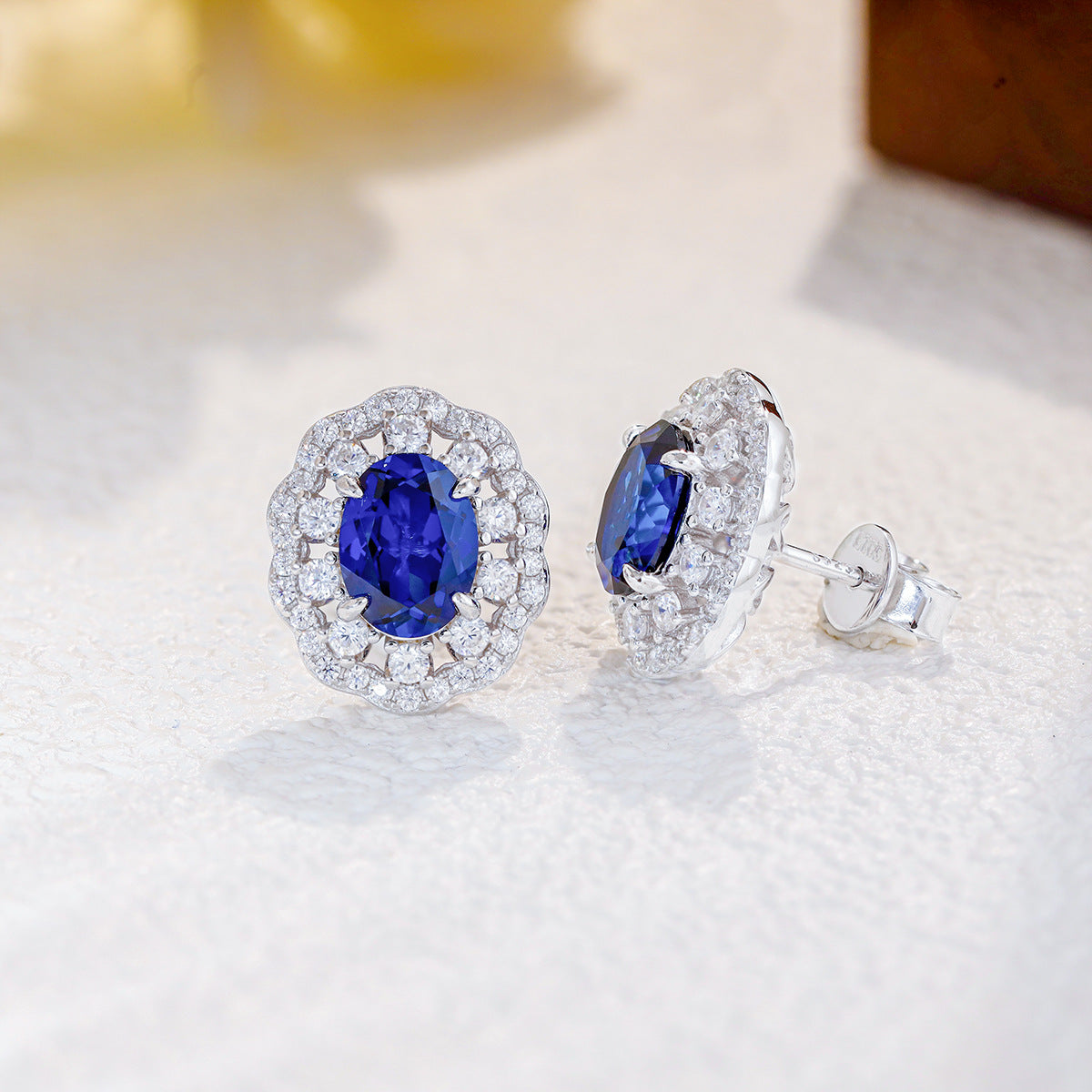 The Diana Blue Sapphire Halo Jewelry Suite
