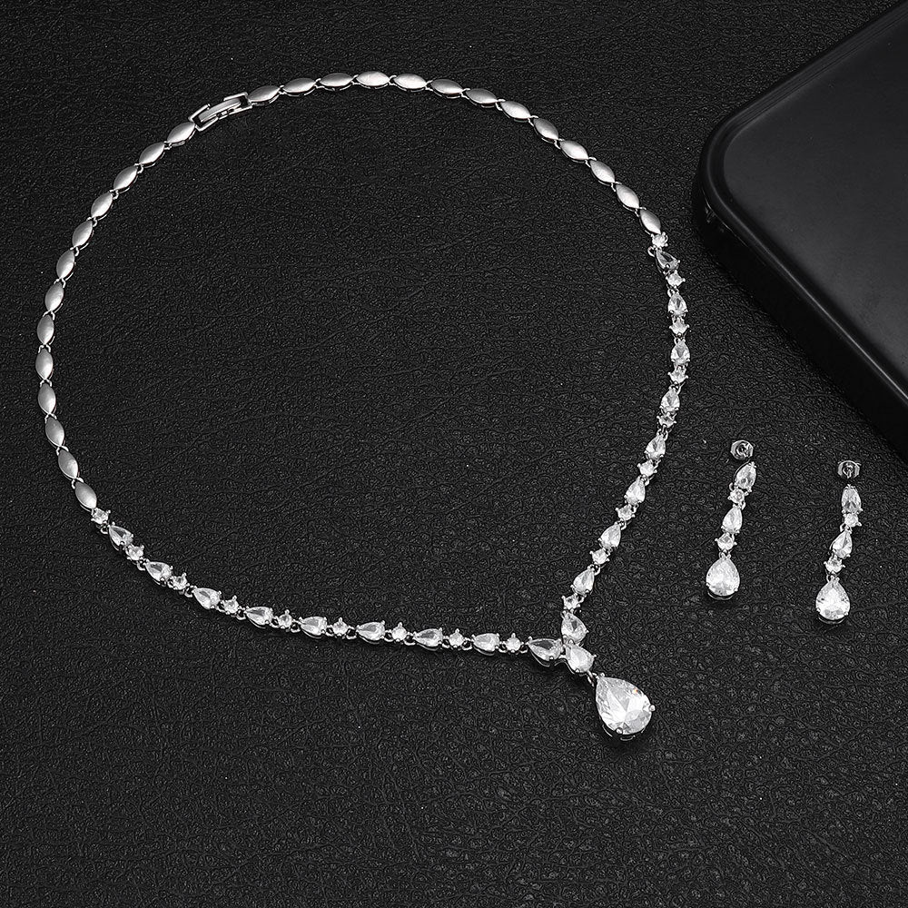 The Elodie Pear-Drop Necklace & Earrings Set