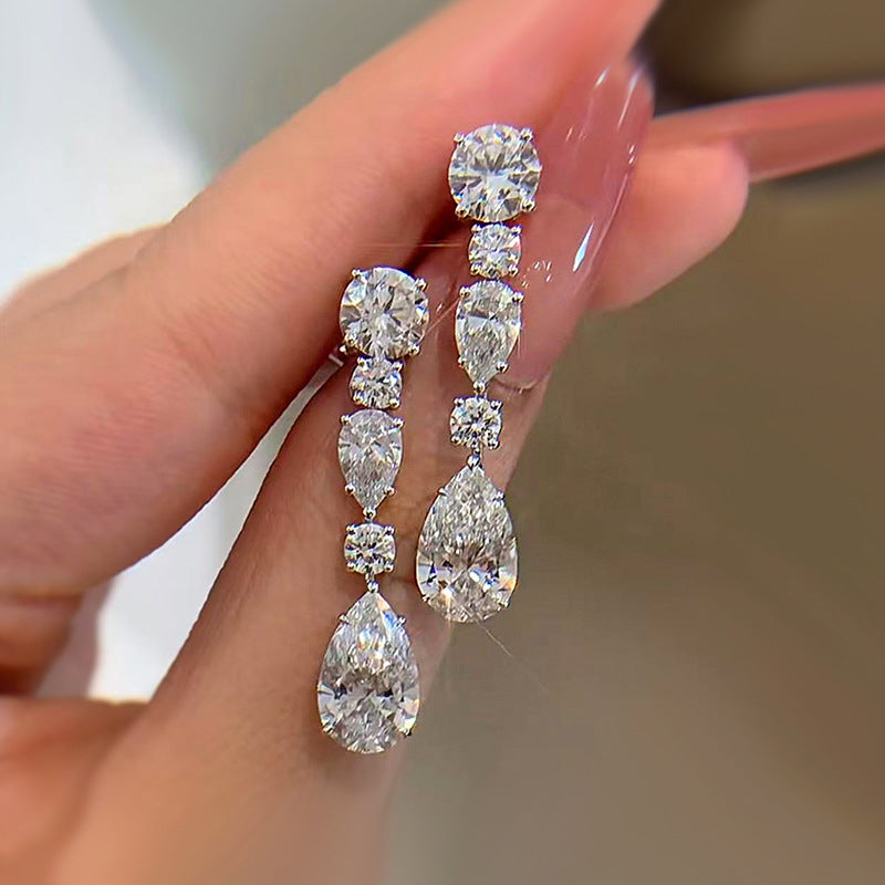 The Estelle Long Pear Drop Evening Earrings