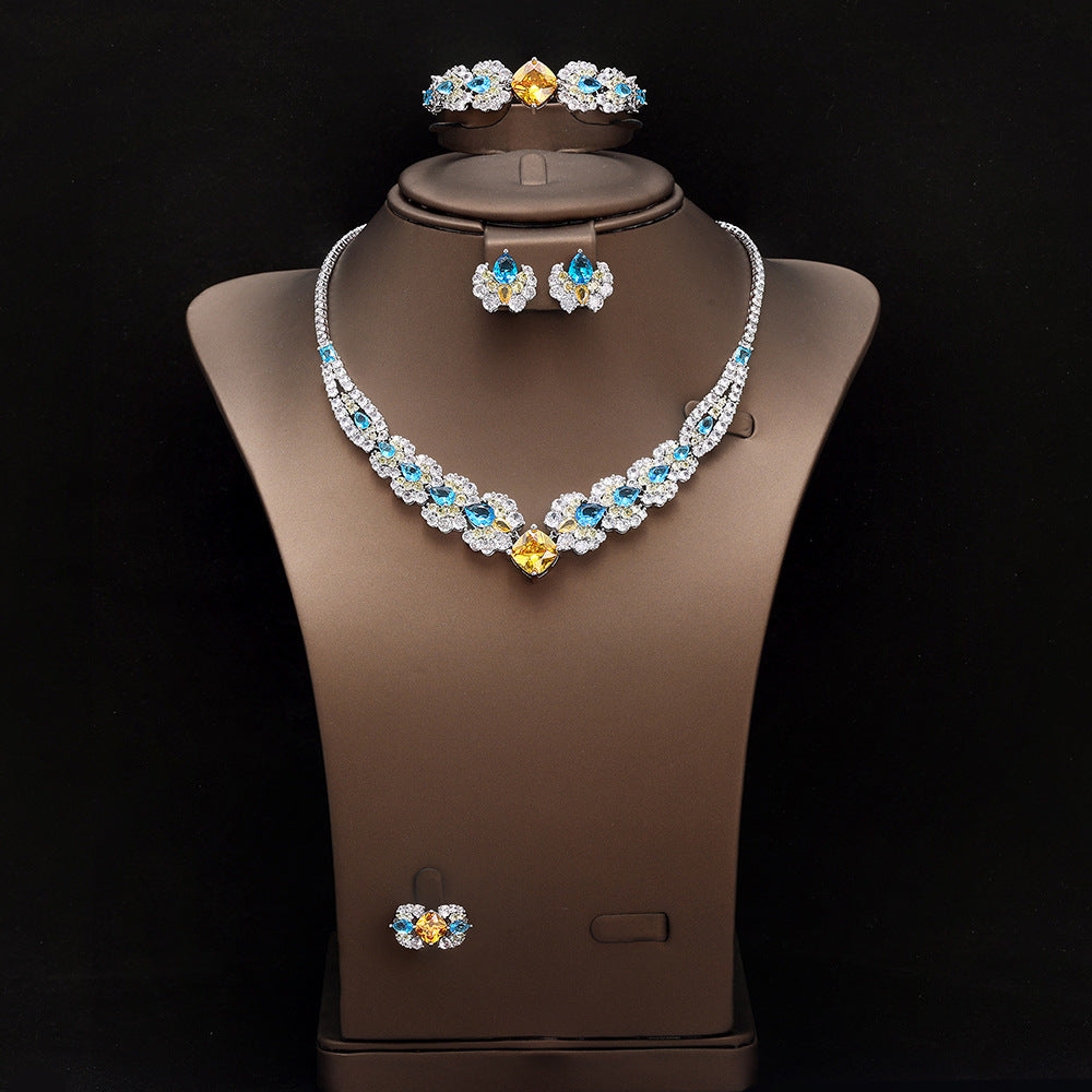The Soleil Blue & Gold Floral Jewelry Set