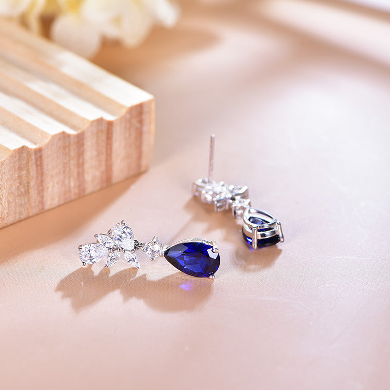 The Celestine Blue Sapphire Pear Drop Earrings