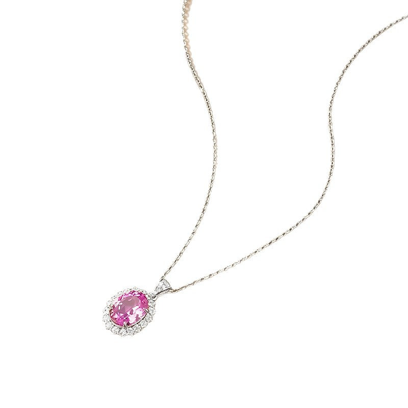 The Roseline Pink Tourmaline Oval Pendant Necklace