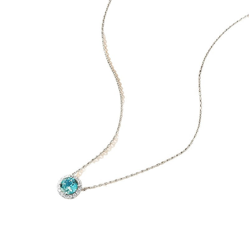 The Celine Paraiba Blue Solitaire Necklace