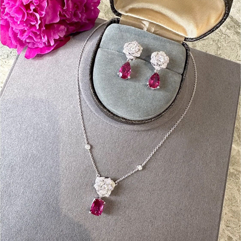 The Camellia Blush Halo Pendant Necklace