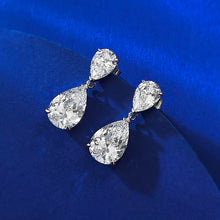 Load image into Gallery viewer, 慕景珠宝 新款S925水滴耳钉女银 高碳钻耳环韩国气质网红耳饰耳坠