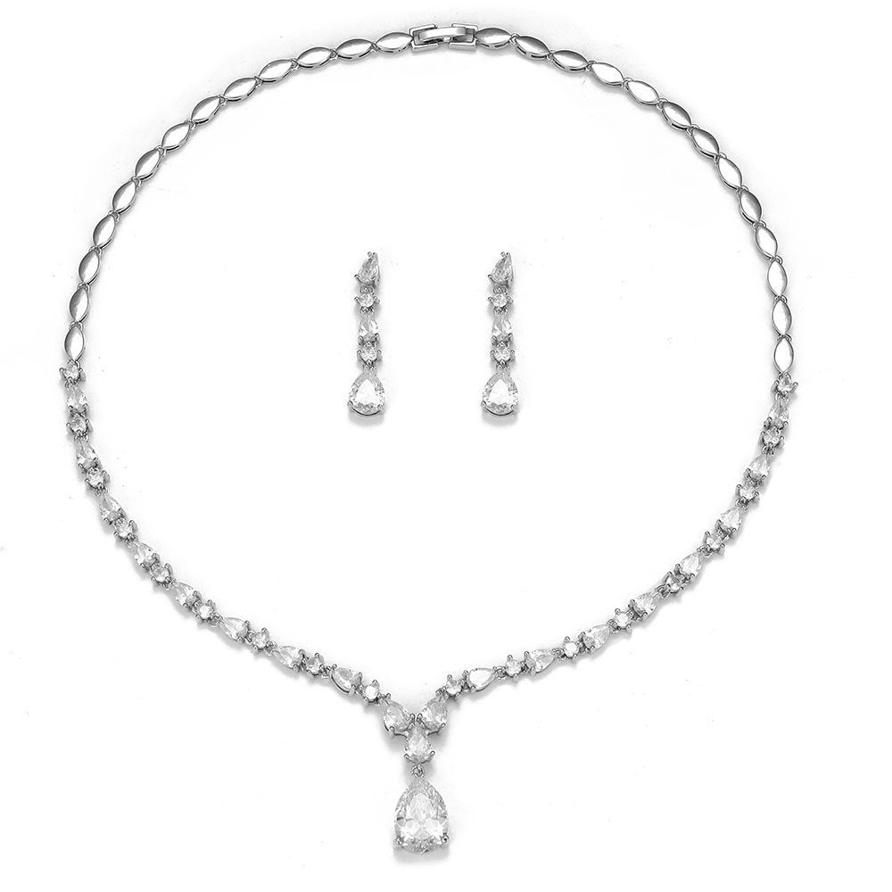 The Elodie Pear-Drop Necklace & Earrings Set