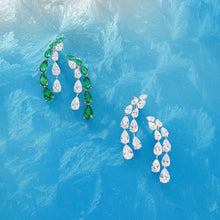 Load image into Gallery viewer, 双排梨形水滴钻流苏耳环925纯银 格家同款满钻流苏耳饰轻奢高级感