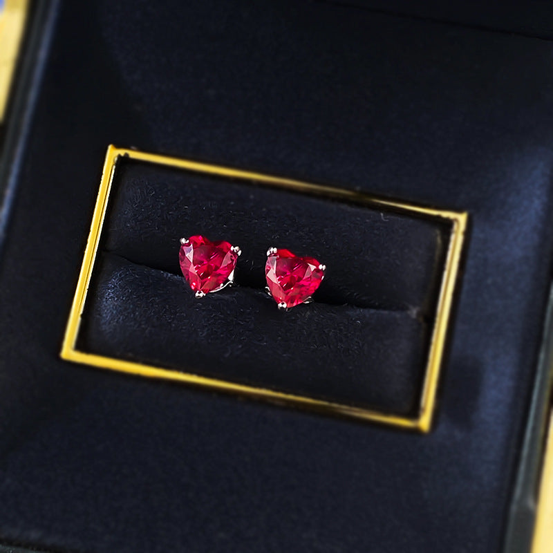 The Juliette Ruby Heart Stud Earrings