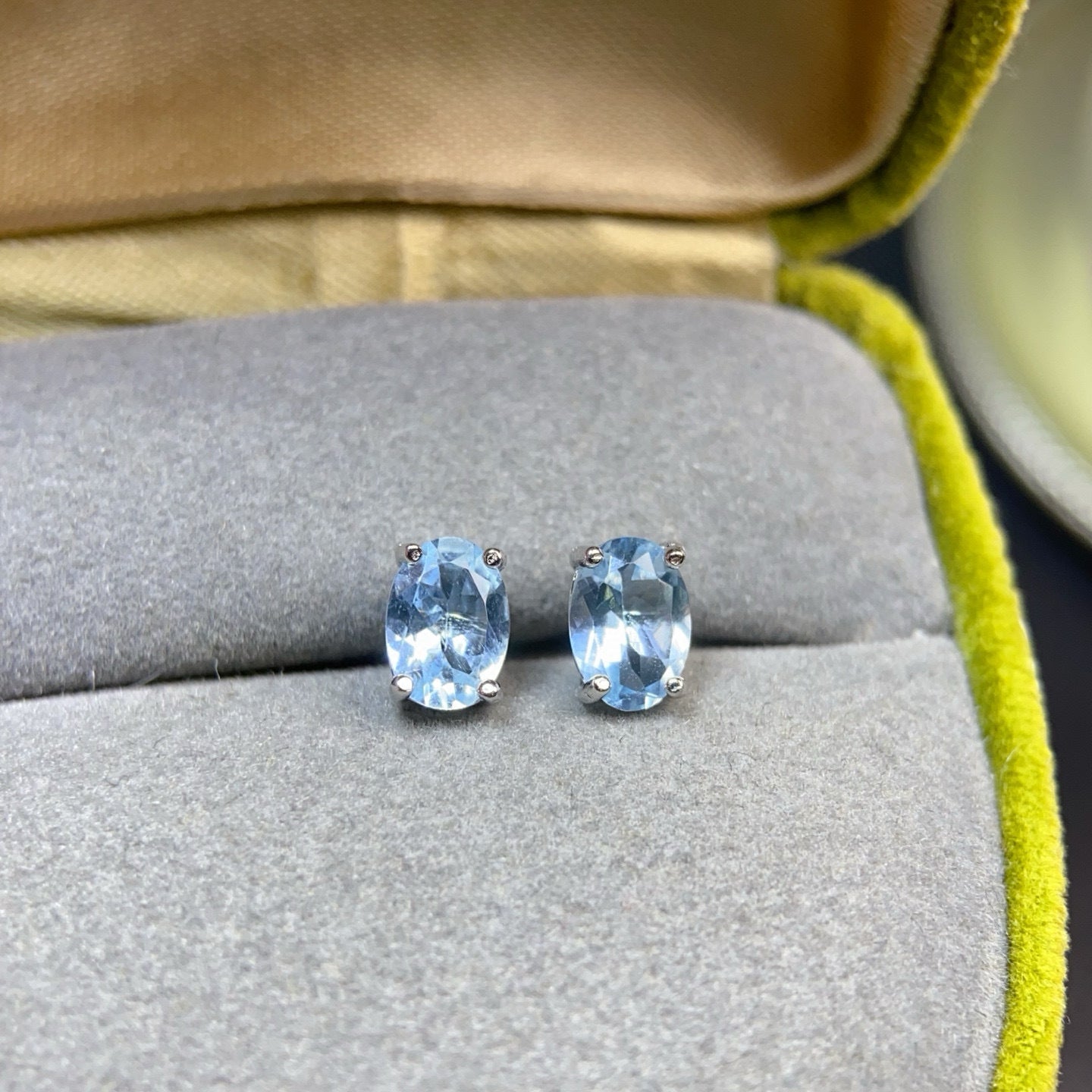 The Nerina Cultivated Aquamarine Oval Stud Earrings