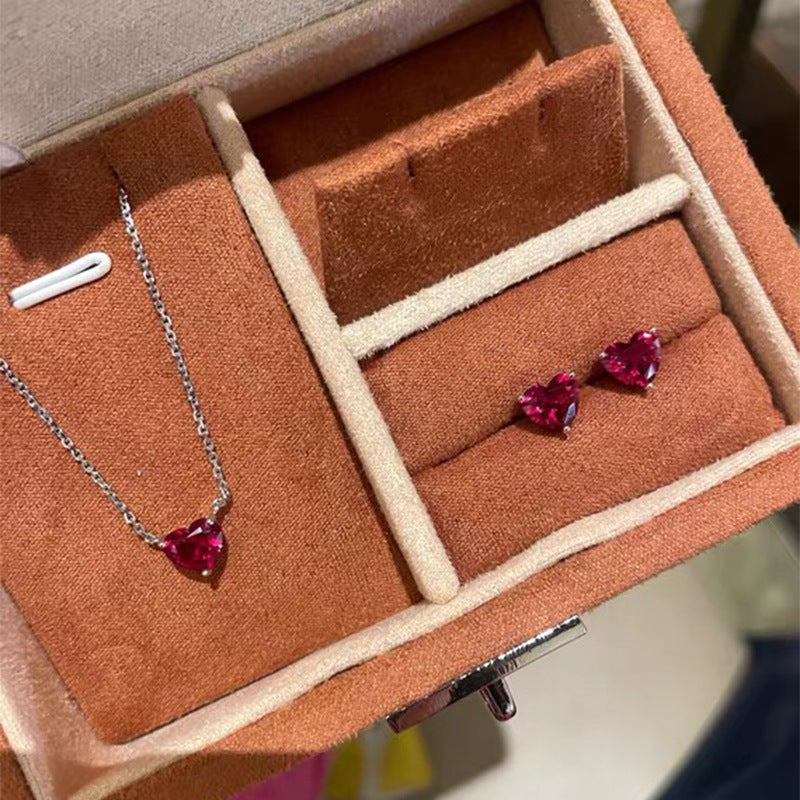 The Juliette Ruby Heart Stud Earrings