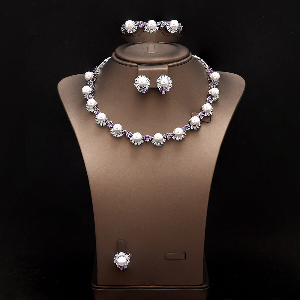 The Colette Pearl Flower Jewelry Set