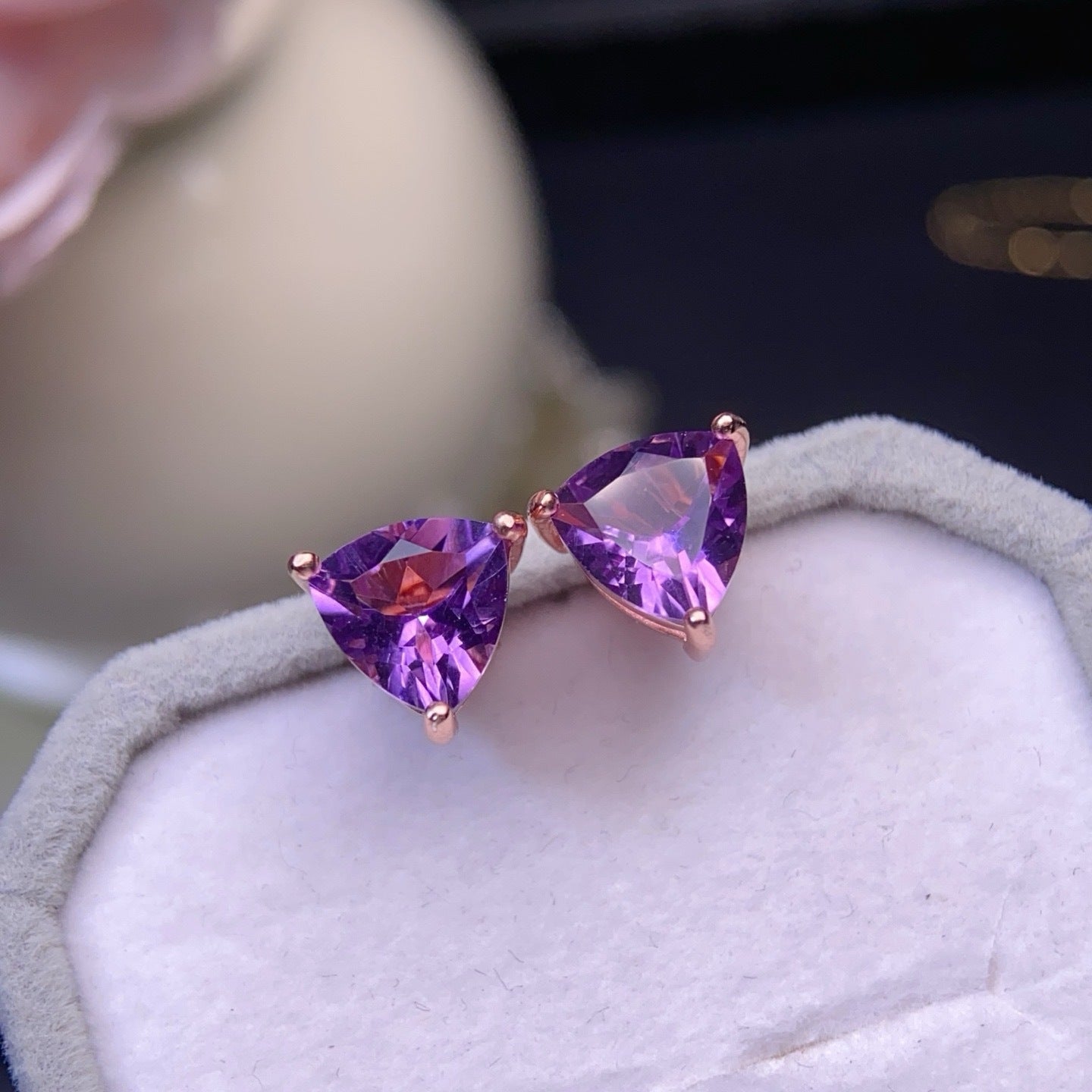 The Violette Natural Amethyst Round Stud Earrings