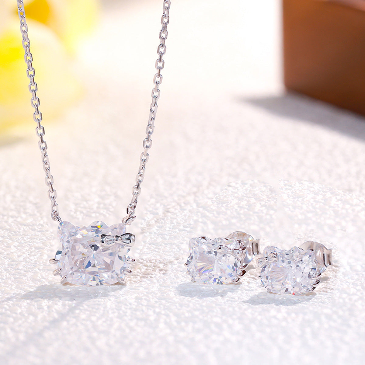 The Kitty Crystal Cat Jewelry Duo