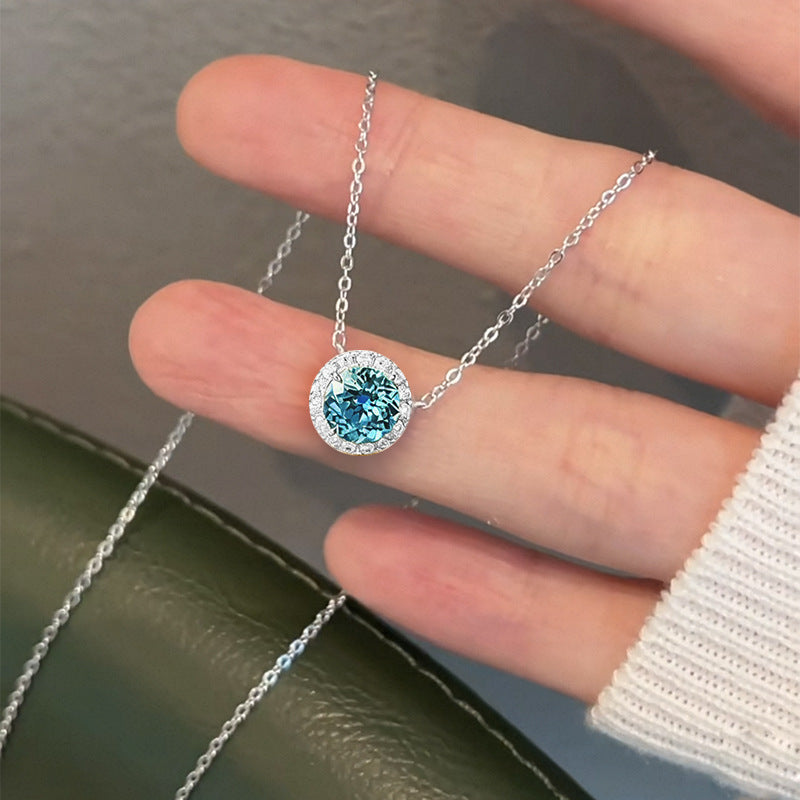 The Celine Paraiba Blue Solitaire Necklace