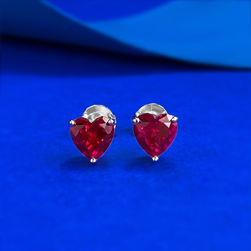 The Juliette Ruby Heart Stud Earrings