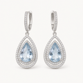 Delphine natural aquamarine drop earrings on warm white