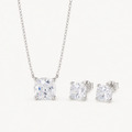 Kitty crystal jewelry duo on warm white