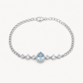 Marina Natural Aquamarine Halo Bracelet on warm white