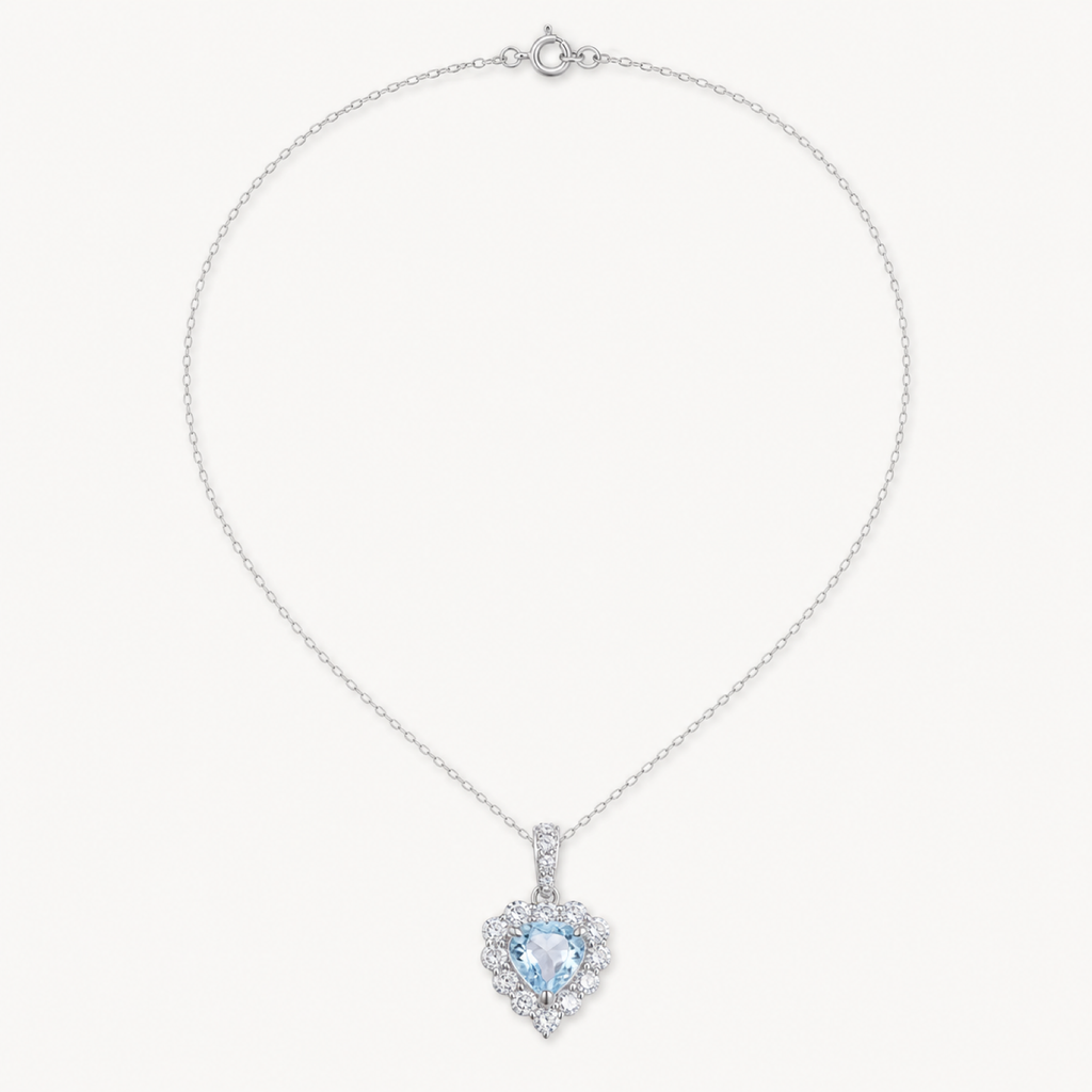 Mira Natural Aquamarine Round Pendant on warm white
