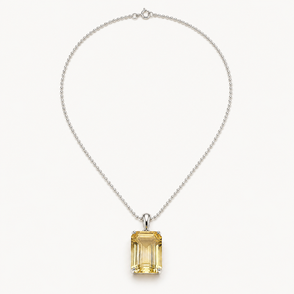 The Soleil Natural Citrine Statement Pendant on warm white