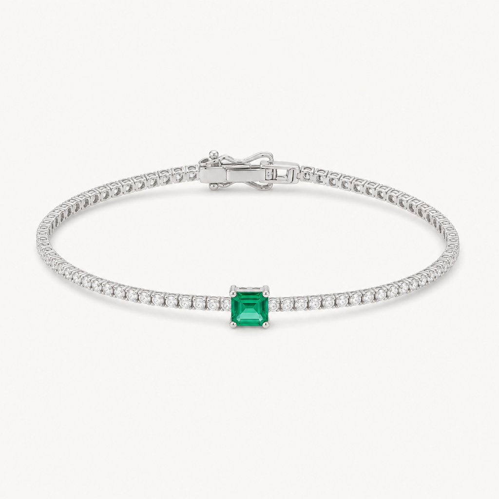 Elan emerald tennis bracelet on warm white