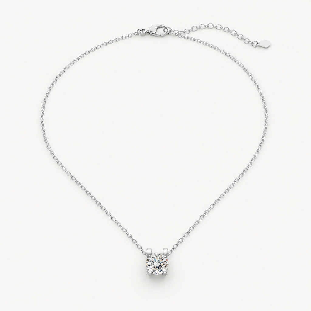 Lumiere moissanite solitaire pendant on warm white
