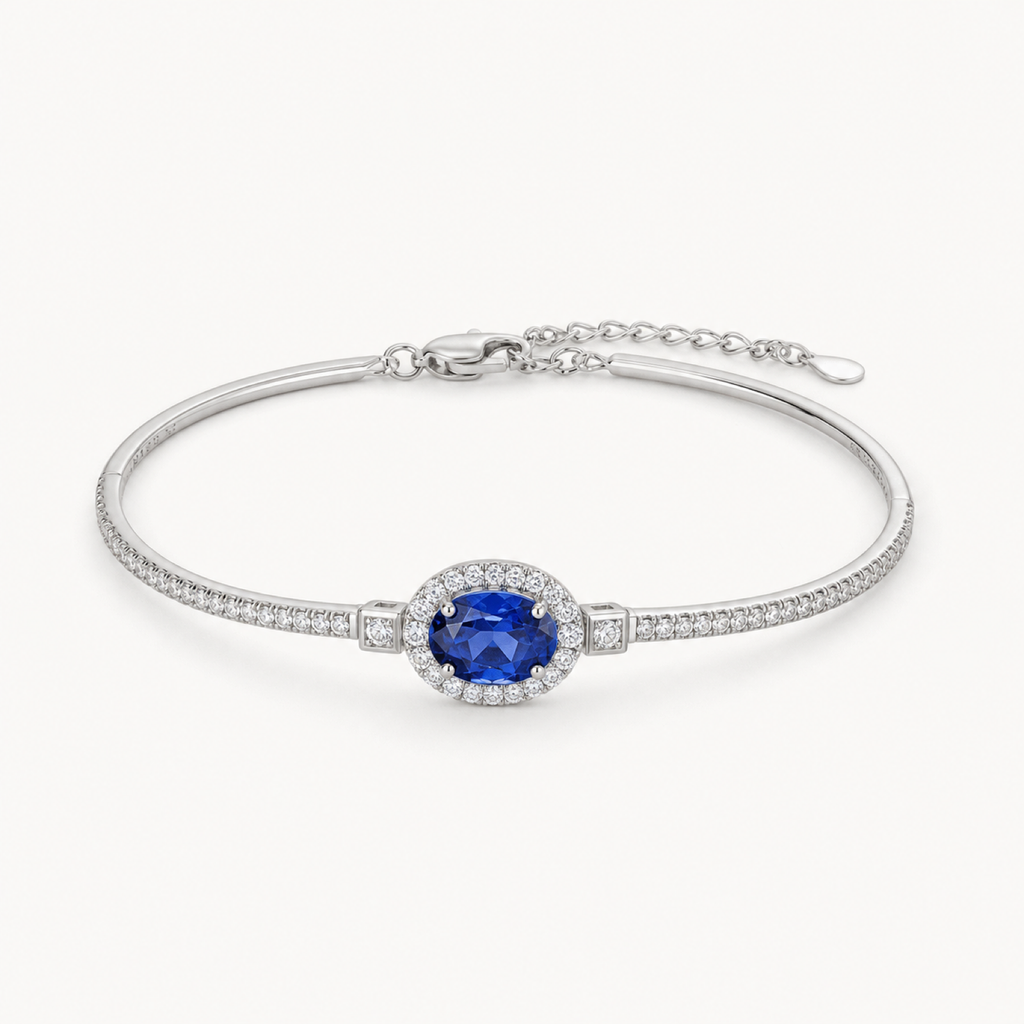 The Margot Royal Blue Statement Bracelet on warm white