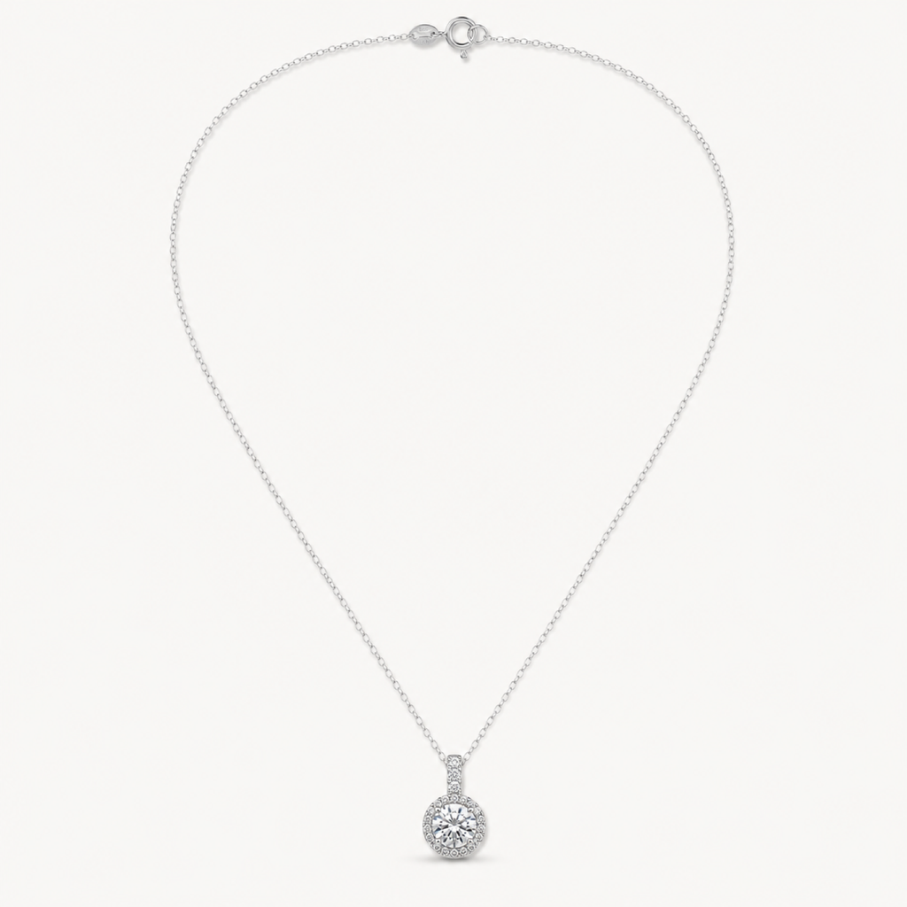 The Solenne One-Carat Lab-Grown Diamond Pendant on warm white